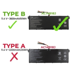 Bateria do portátil para ACER ASPIRE V3-371 AC14B13J AC14B18J AC14B18K 11.4V 3600MAH