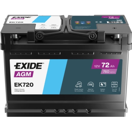 Bateria Exide EK720 Start-Stop AGM 72Ah