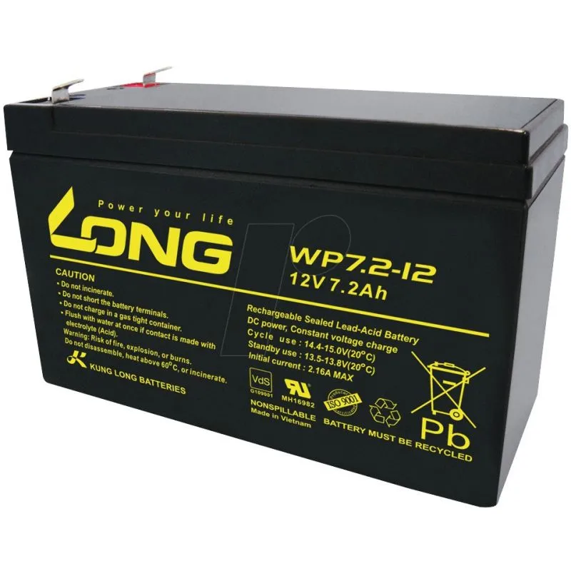 Bateria de Chumbo-Ácido AGM 12V 7.2Ah LONG WP7.2-12