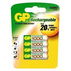 Pacote 4 recarregáveis AAA 1000mAh