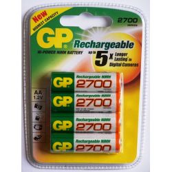 Pacote 4 AA 2700mAh recarregável