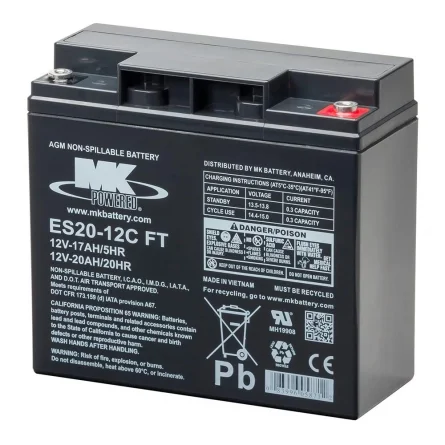Bateria de Chumbo-ácido AGM 12V 20Ah MK POWERED ES20-12C FT