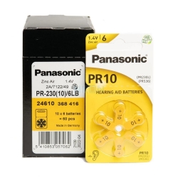 Pilhas para aparelhos auditivos Panasonic PR-230(10)/6LB (Pack 60 pilhas)