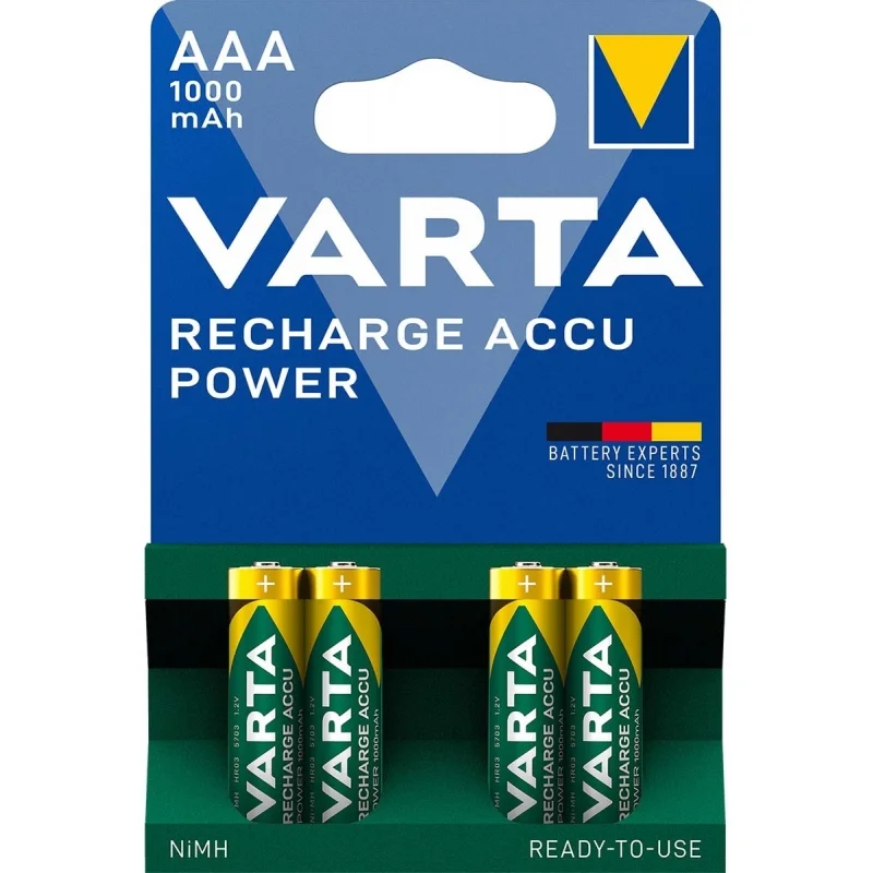 Pilhas Recarregáveis AAA Varta 1000mah bateria Varta Pilhas Recarregáveis AA,  AAA