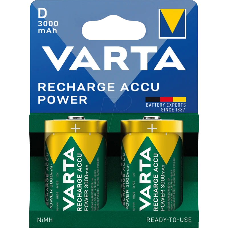 Pilhas Recarregáveis Varta D 3000 mAh