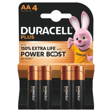 Pilhas Alcalinas Duracell AA LR6 MN1500 Plus Power (4 Unidades)