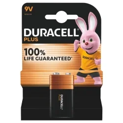 Pilhas Alcalinas Duracell 9V 6LR61 Plus Power (1 Unidade)