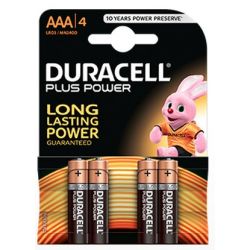 Pilhas Alcalinas Duracell AAA LR03 MN2400 Plus Power (4 Unidades)
