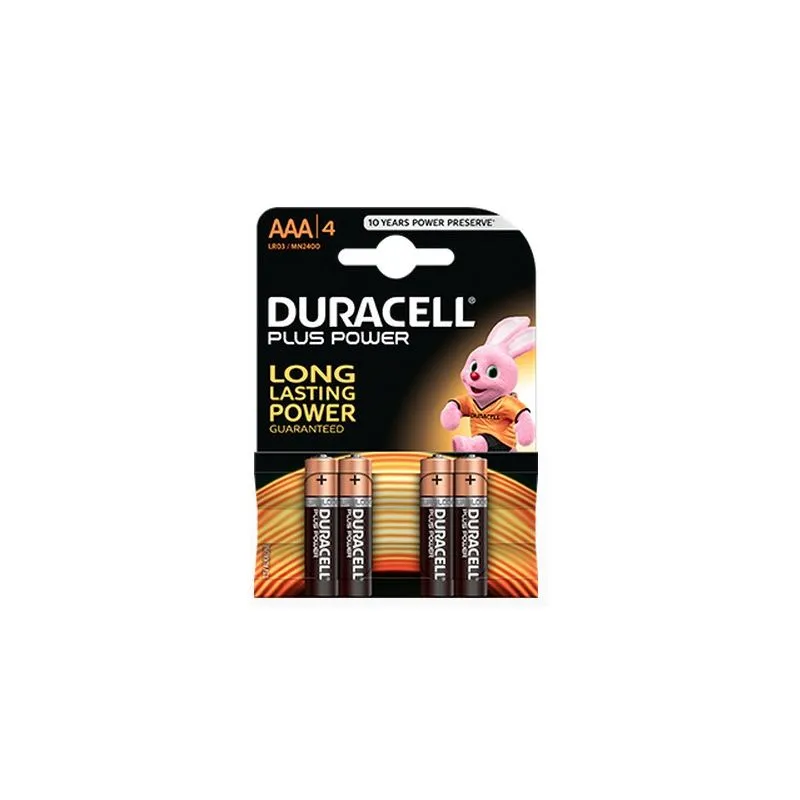 Pilhas Alcalinas Duracell AAA LR03 MN2400 Plus Power (4 Unidades)